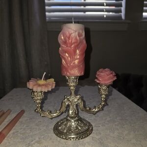 Luxury Sculpted Floral Beeswax Candle Set – 100% Beeswax Romantic Centerpiece